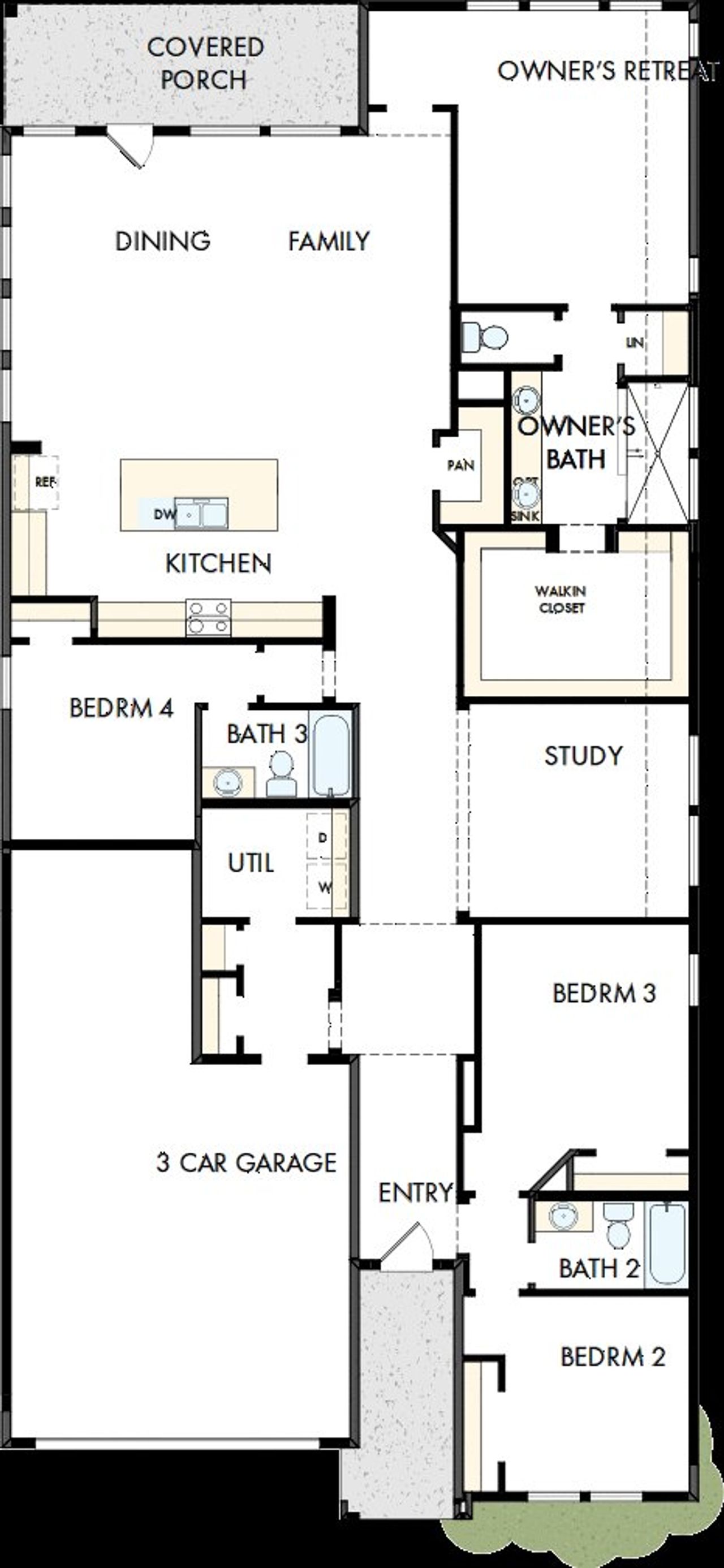2D floor plan layout of this home in Escondido - Retreat Collection, Magnolia, TX (Image 2).