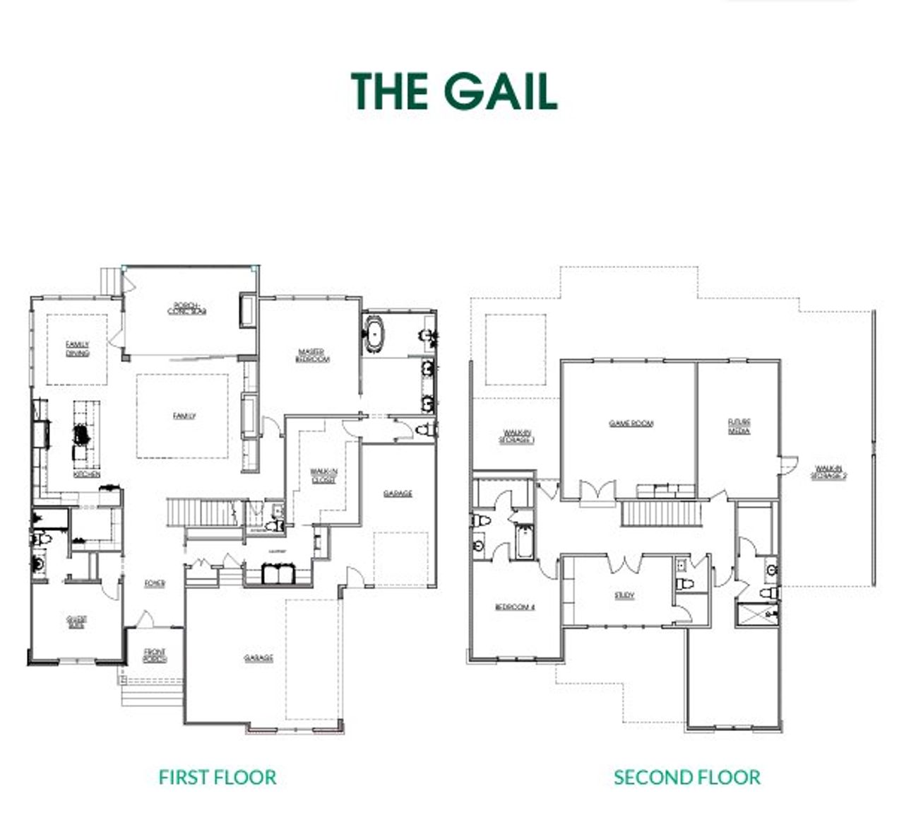 2D floor plan layout for the The Gail by Ken Harvey Homes in Sorrell Oaks, Youngsville, NC (Image 2).
