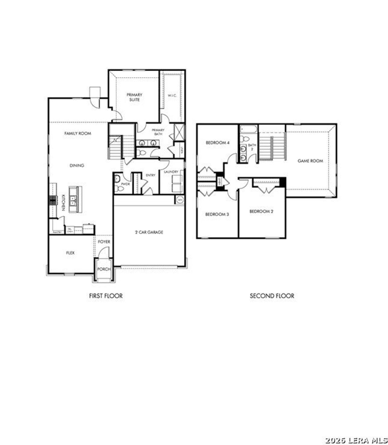 2D floor plan layout of this home in Arcadia Ridge - Classic Series, San Antonio, TX (Image 2).