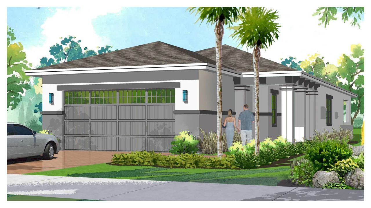 Representative exterior photo of a completed home built from the Denton II by Jones Homes USA in Twin Lakes, St. Cloud, FL (Image 2).