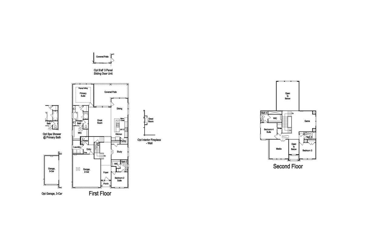 2D floor plan layout of this home in Santa Rita Ranch, Liberty Hill, TX (Image 2).