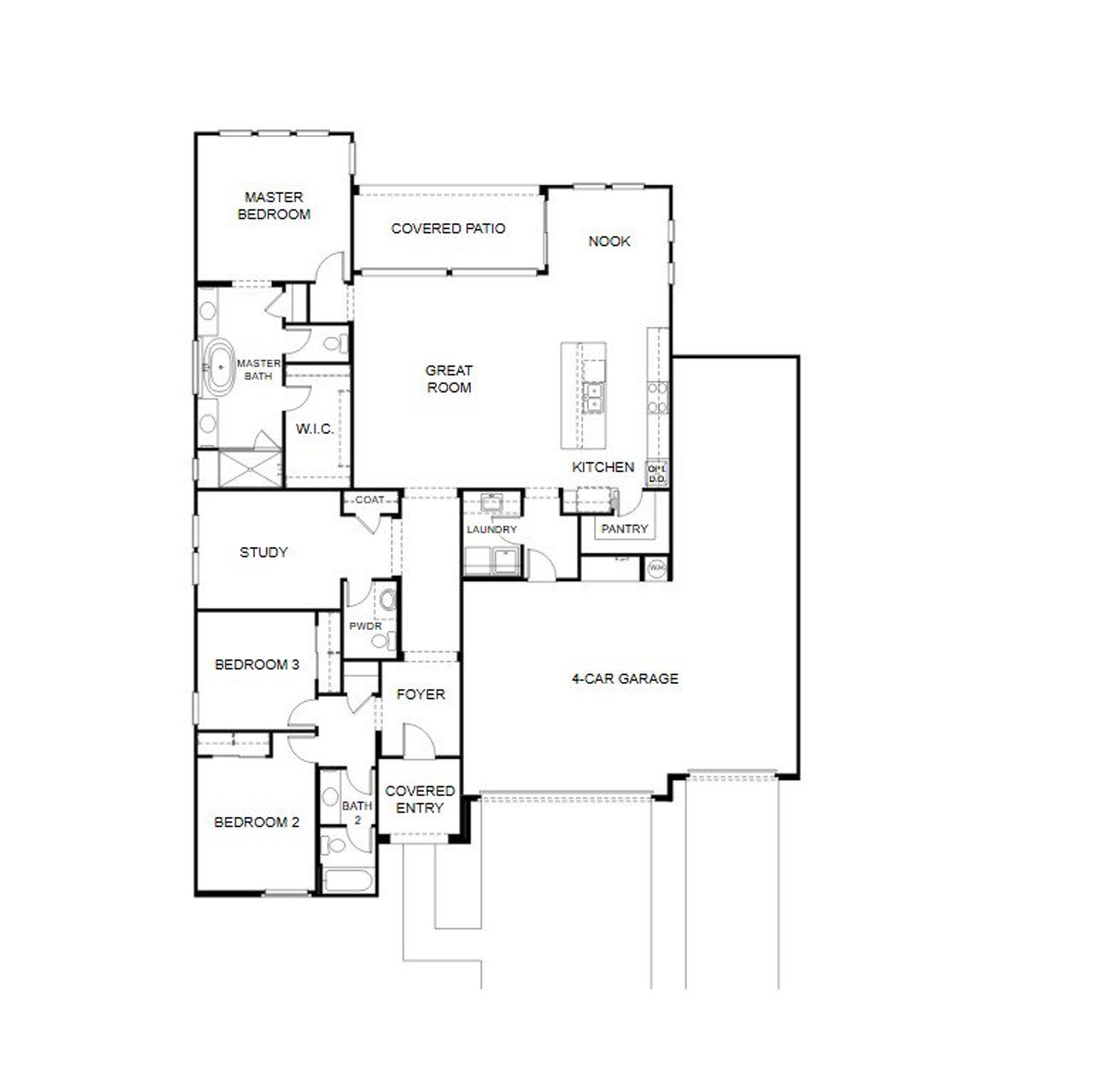 2D floor plan layout for the Residence Two by Porchlight Homes in Preserve At The Highline, Phoenix, AZ (Image 2). 2D floor plan layout for the Residence Two by Porchlight Homes in Preserve At The Highline, Phoenix, AZ (Image 2).