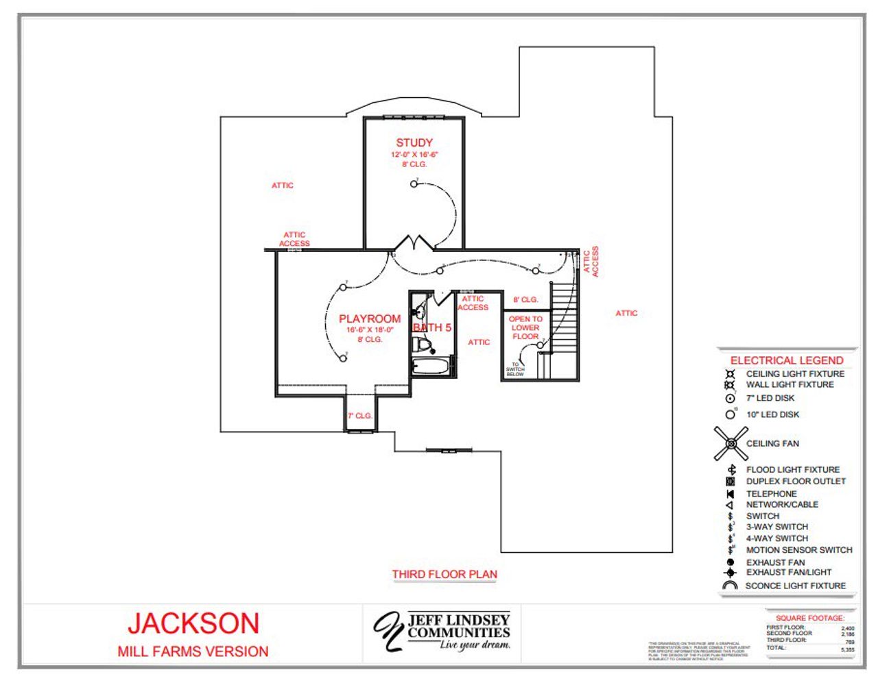 2D floor plan layout for the Jackson F by Jeff Lindsey Communities in Mill Farms, Peachtree City, GA (Image 2).