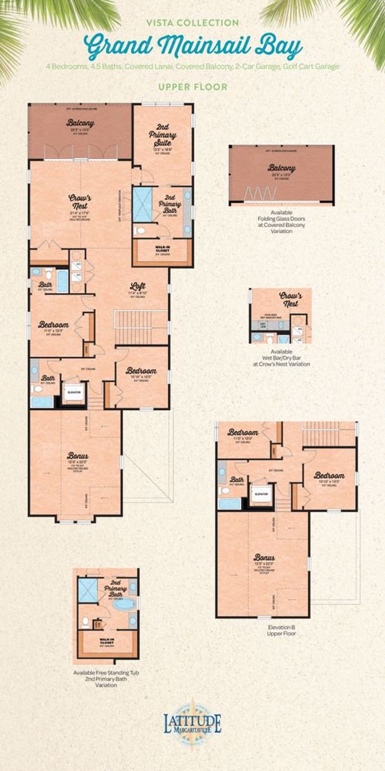 2D floor plan layout for the Grand Mainsail Bay by Minto Communities in Latitude Margaritaville Watersound, Panama City Beach, FL (Image 2).