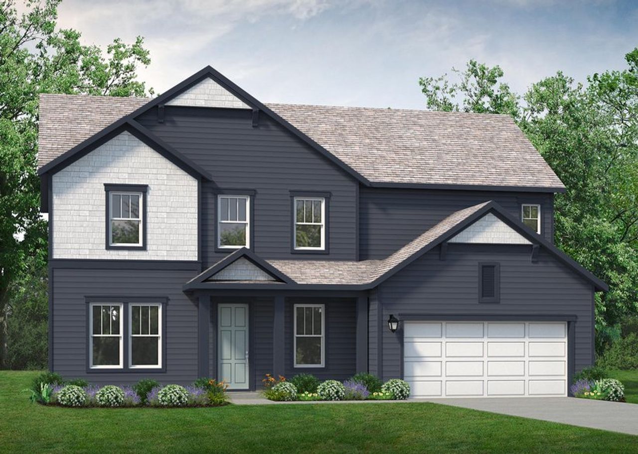 Representative exterior photo of a completed home built from the Baldwin by UnionMain Homes in Maddox Landing, Hoschton, GA (Image 2).