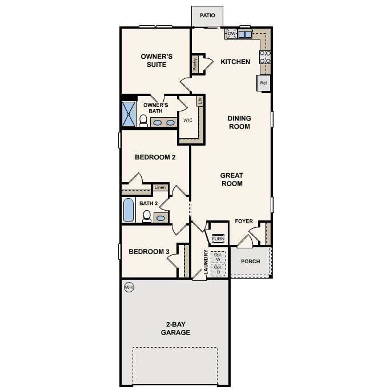 2D floor plan layout of this home in Pinehurst, Dublin, GA (Image 2).
