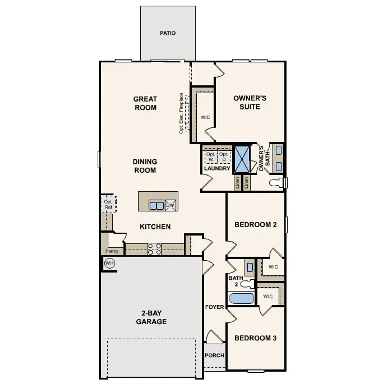 2D floor plan layout of this home in Carpenter Farms, Lincolnton, NC (Image 2).