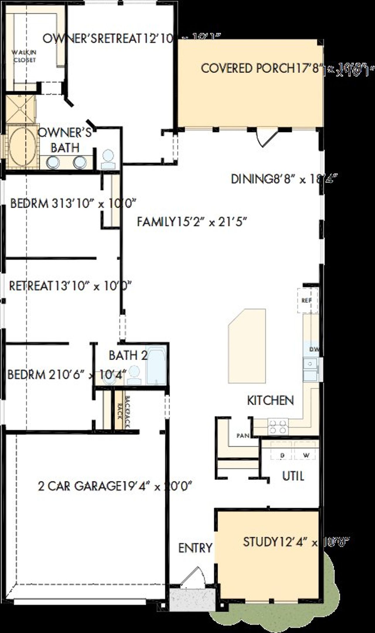 2D floor plan layout of this home in Creekshaw – Classic, Royse City, TX (Image 2).