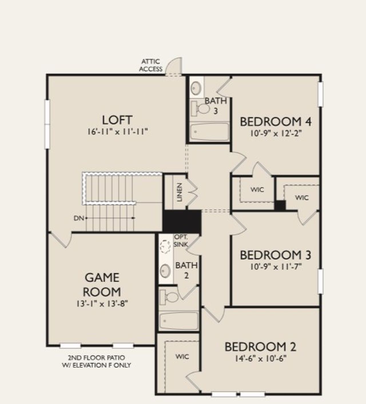 2D floor plan layout for the Knox by Ashton Woods in Cannon Ranch, Dripping Springs, TX (Image 2).