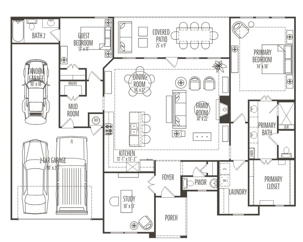 2D floor plan layout for the Lucera by Ladera Texas in Ladera Prosper, Prosper, TX (Image 2).