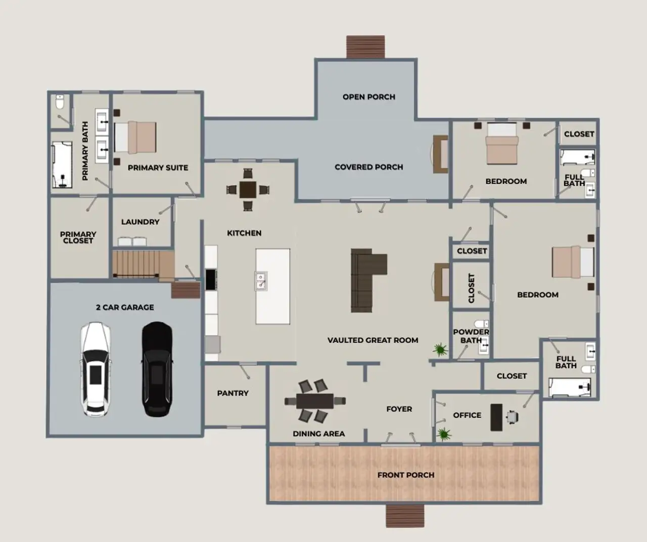 2D floor plan layout for the Garrison by Riverstone Construction, LLC in Faith View, Ooltewah, TN (Image 2).