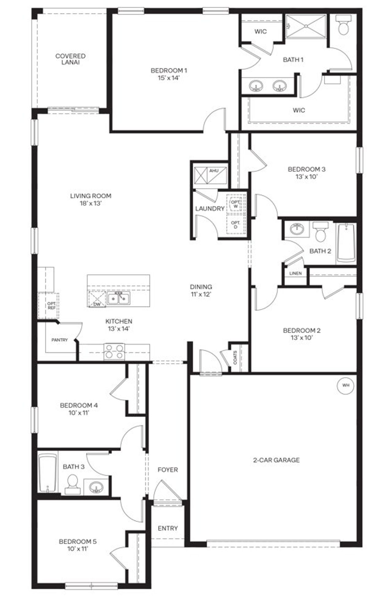 2D floor plan layout for the LAKESIDE by D.R. Horton in Timberwalk, Mount Dora, FL (Image 2).
