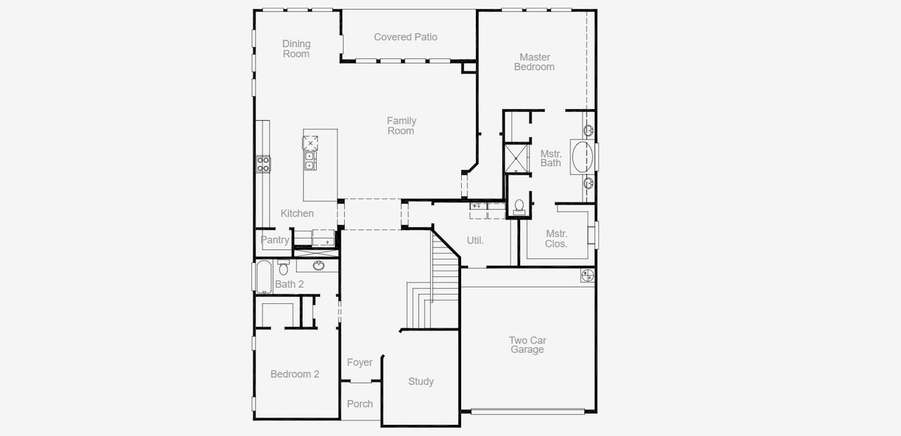 2D floor plan layout of this home in Lariat, Liberty Hill, TX (Image 2).