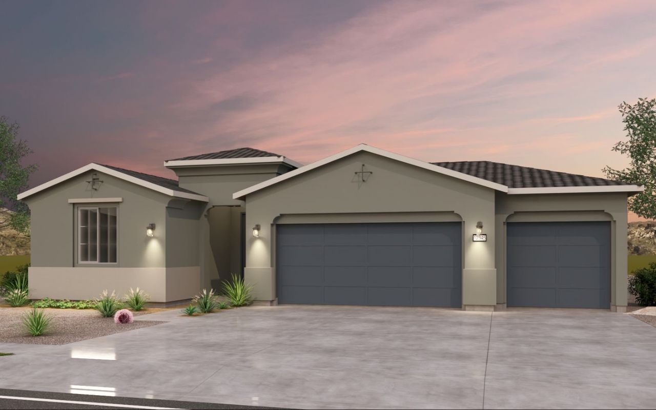 Representative exterior photo of a completed home built from the Acacia by Brookfield Residential in Blossom Rock, Apache Junction, AZ (Image 2). Representative exterior photo of a completed home built from the Acacia by Brookfield Residential in Blossom Rock, Apache Junction, AZ (Image 2).