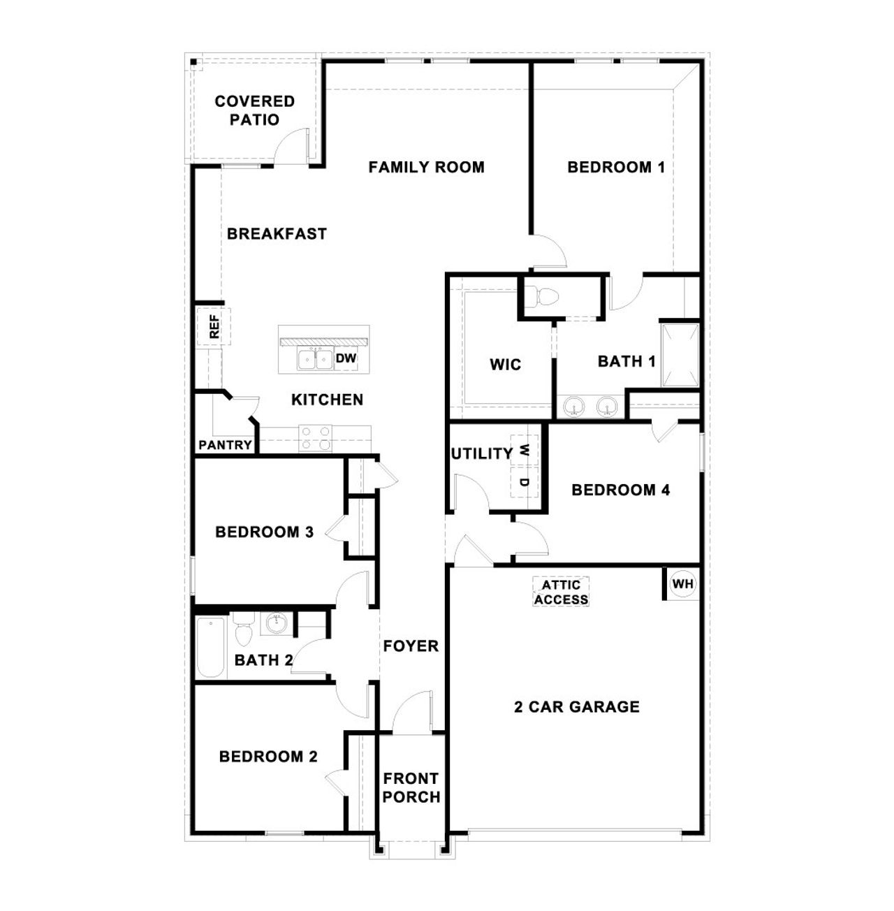 2D floor plan layout of this home in Thunder Rock, Marble Falls, TX (Image 2).