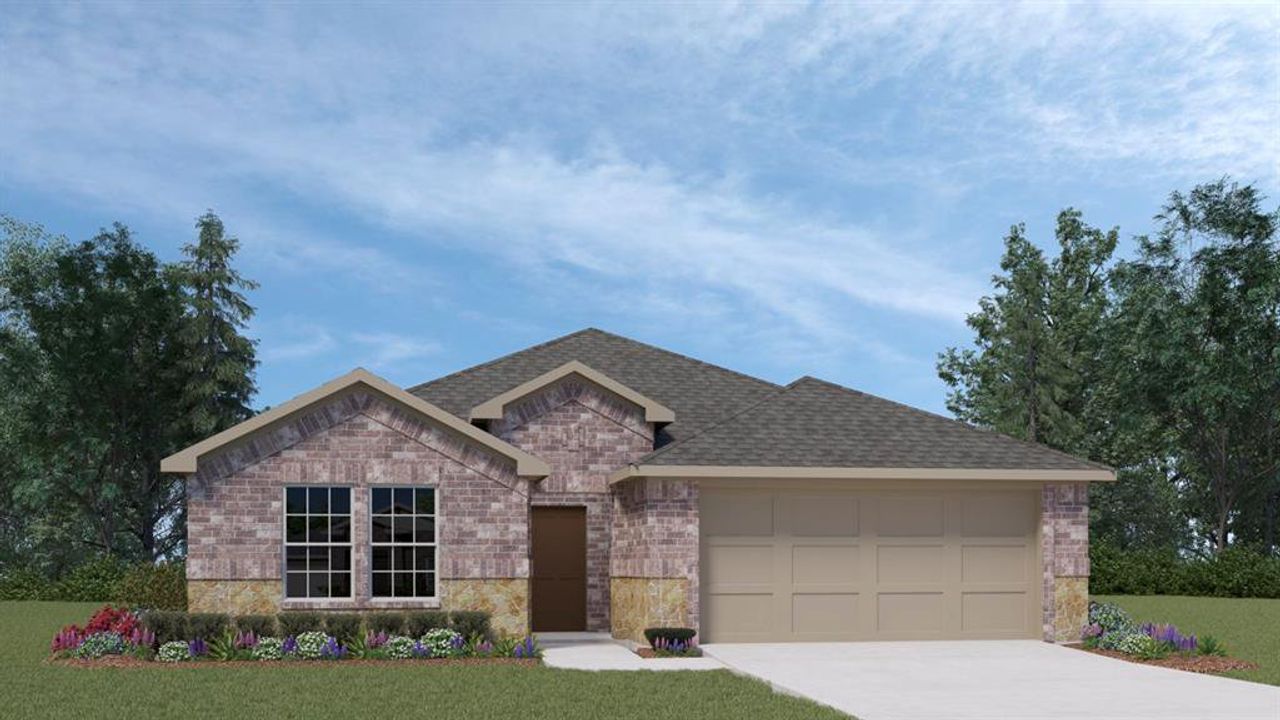 Front exterior of a new home in Bluff Springs, Ferris, TX, highlighting curb appeal (Image 2).
