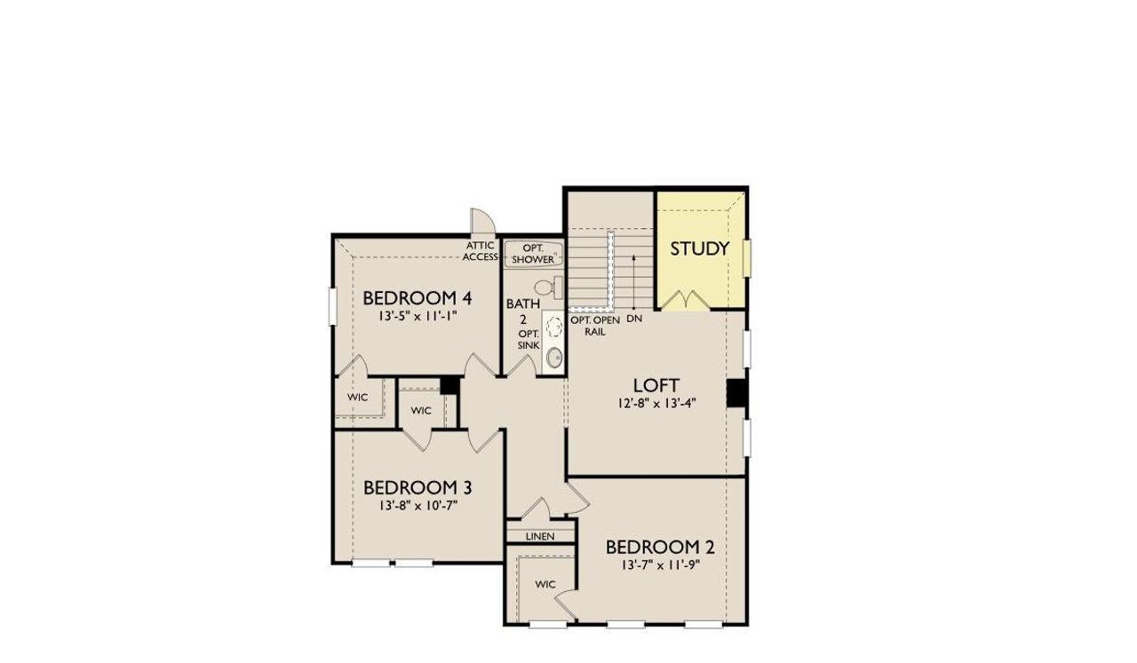 2D floor plan layout of this home in Patterson Ranch, Georgetown, TX (Image 2).