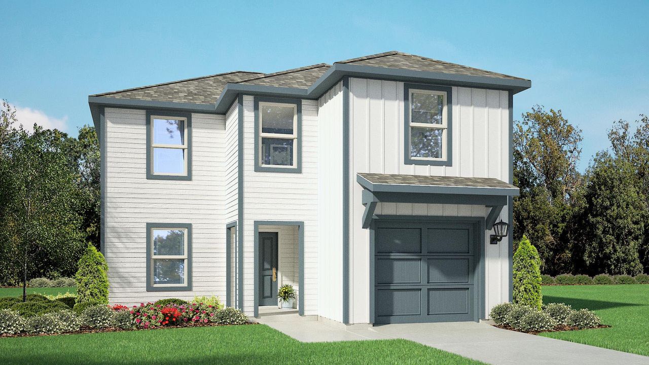 Representative exterior photo of a completed home built from the GARNER by D.R. Horton in Hickory Grove, Krum, TX (Image 2).