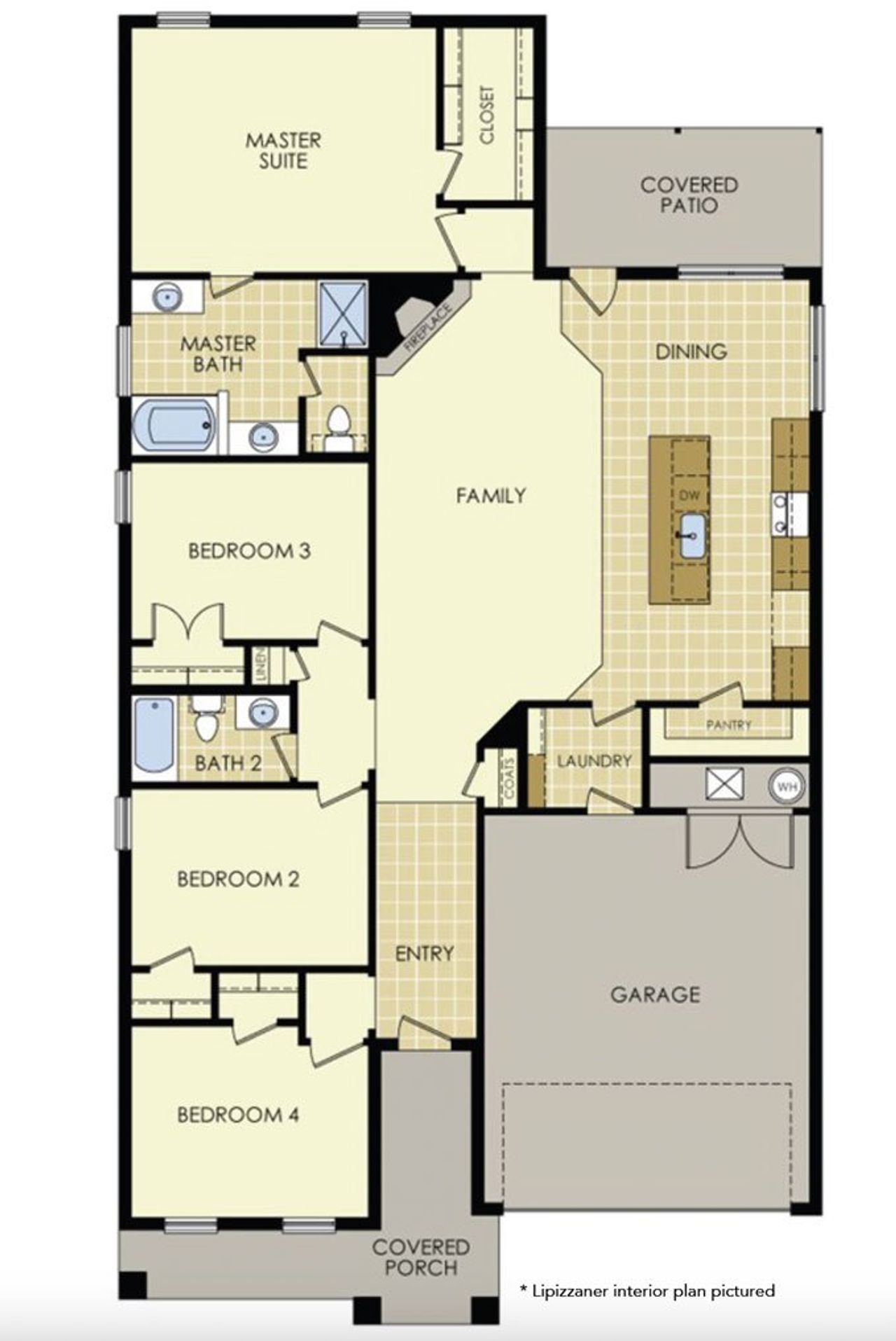 2D floor plan layout for the Saddlebred by Wyldewood Homes in The Preserve At Country Ridge, Sherman, TX (Image 2).