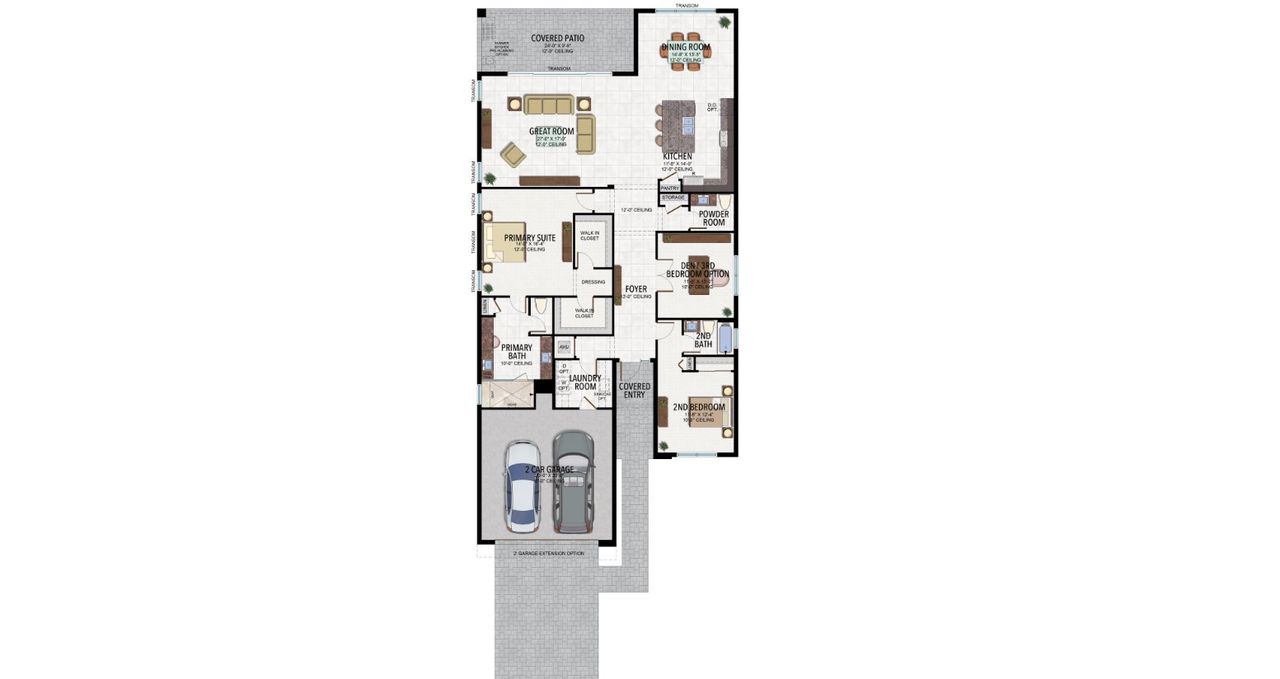 2D floor plan layout for the Isabella by GL Homes in Valencia Ridge, Wesley Chapel, FL (Image 2).