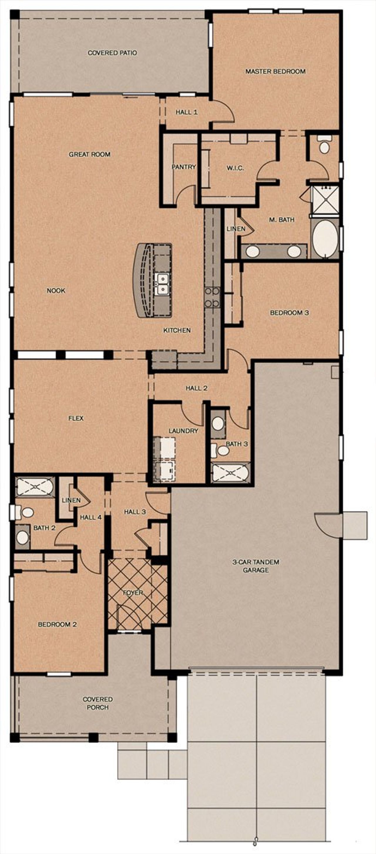 2D floor plan layout of this home in Orchard at Barney Farms, Queen Creek, AZ (Image 2).