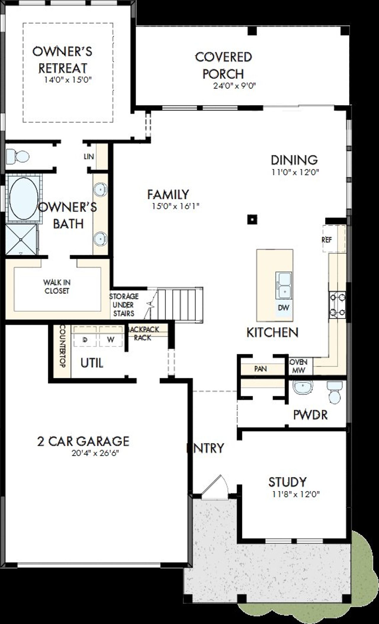 2D floor plan layout of this home in Ridgeline, McKinney, TX (Image 2).