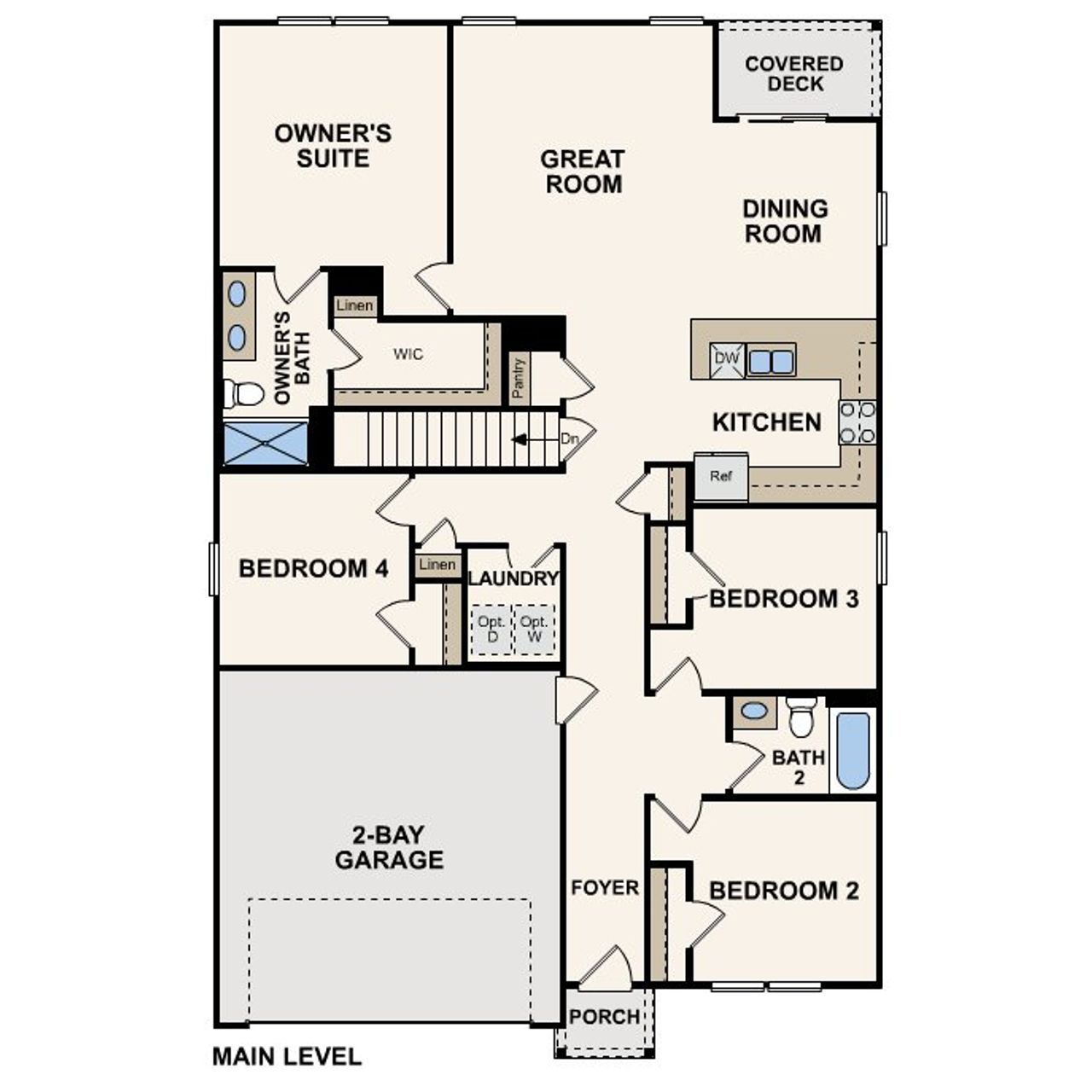 2D floor plan layout for the Cabot by Century Communities in Lakes at Black Oak, Magnolia, TX (Image 2).