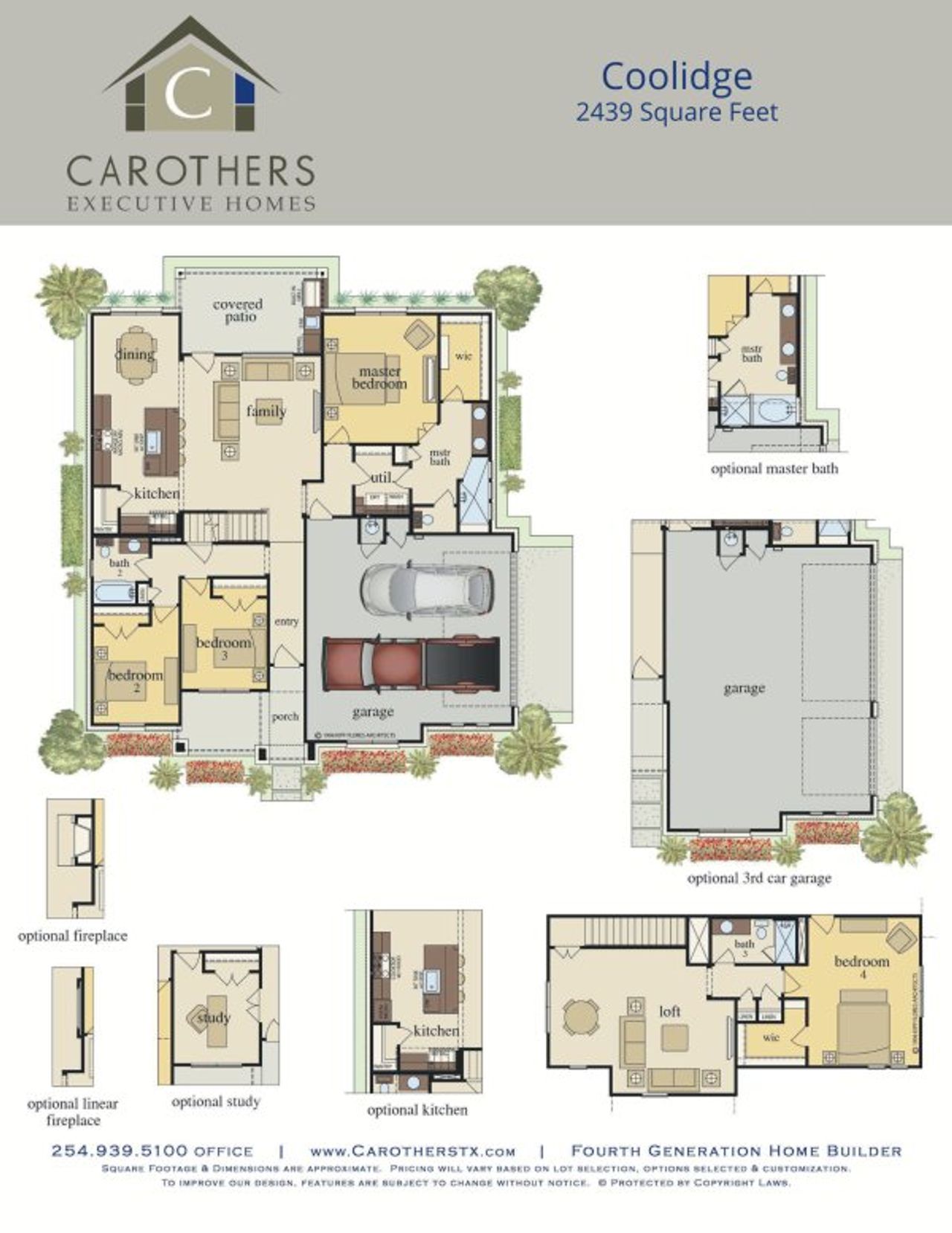 2D floor plan layout for the Coolidge Side Entry + 3 Car Garage by Carothers Executive Homes in Eagle Heights, Salado, TX (Image 2).