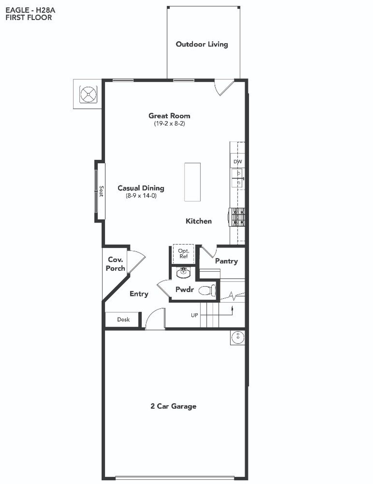 2D floor plan layout for the Eagle by DRB Homes in Hawkes Cove, Leander, TX (Image 2).