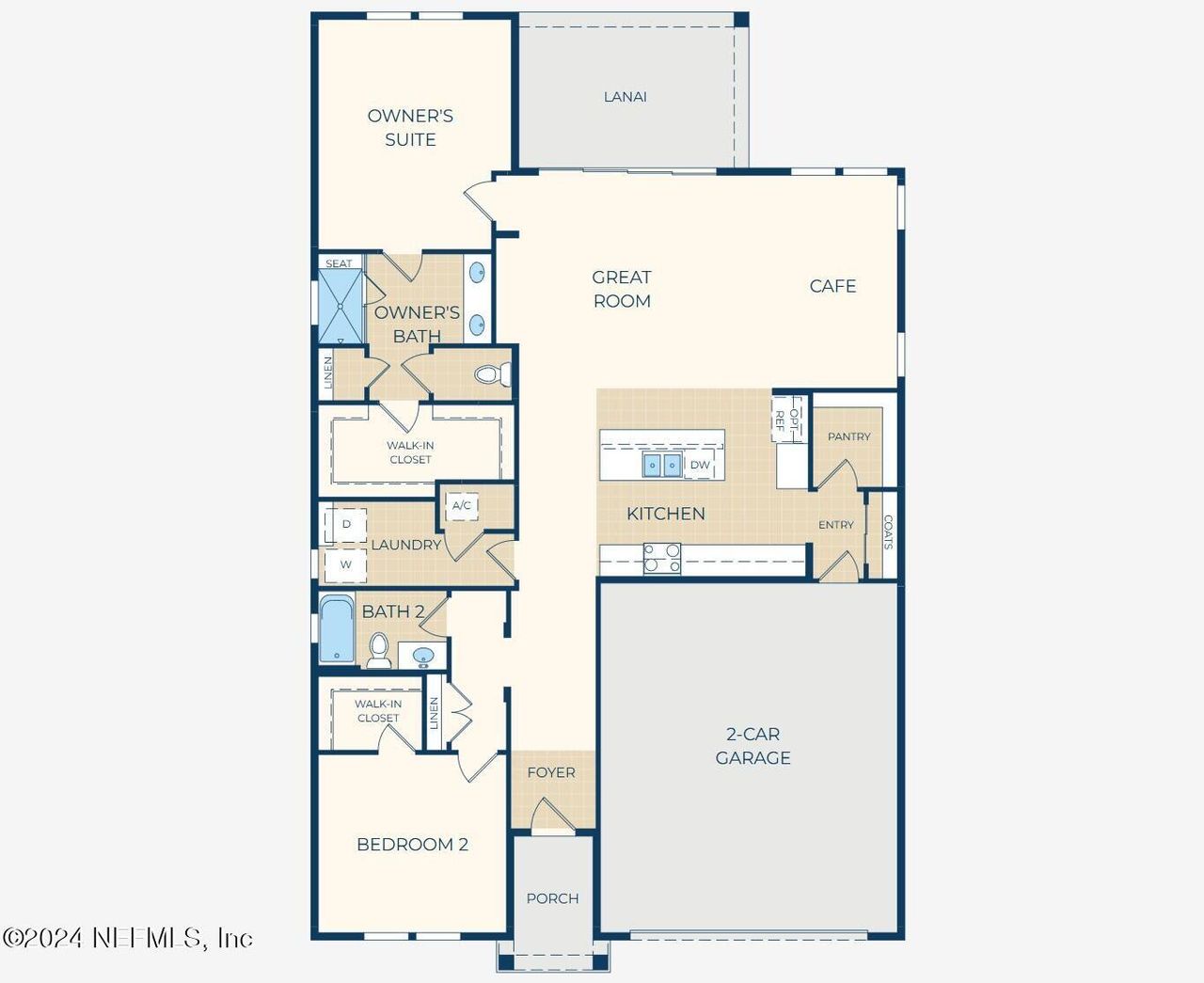 2D floor plan layout of this home in Reverie at Silverleaf, St. Augustine, FL (Image 2).