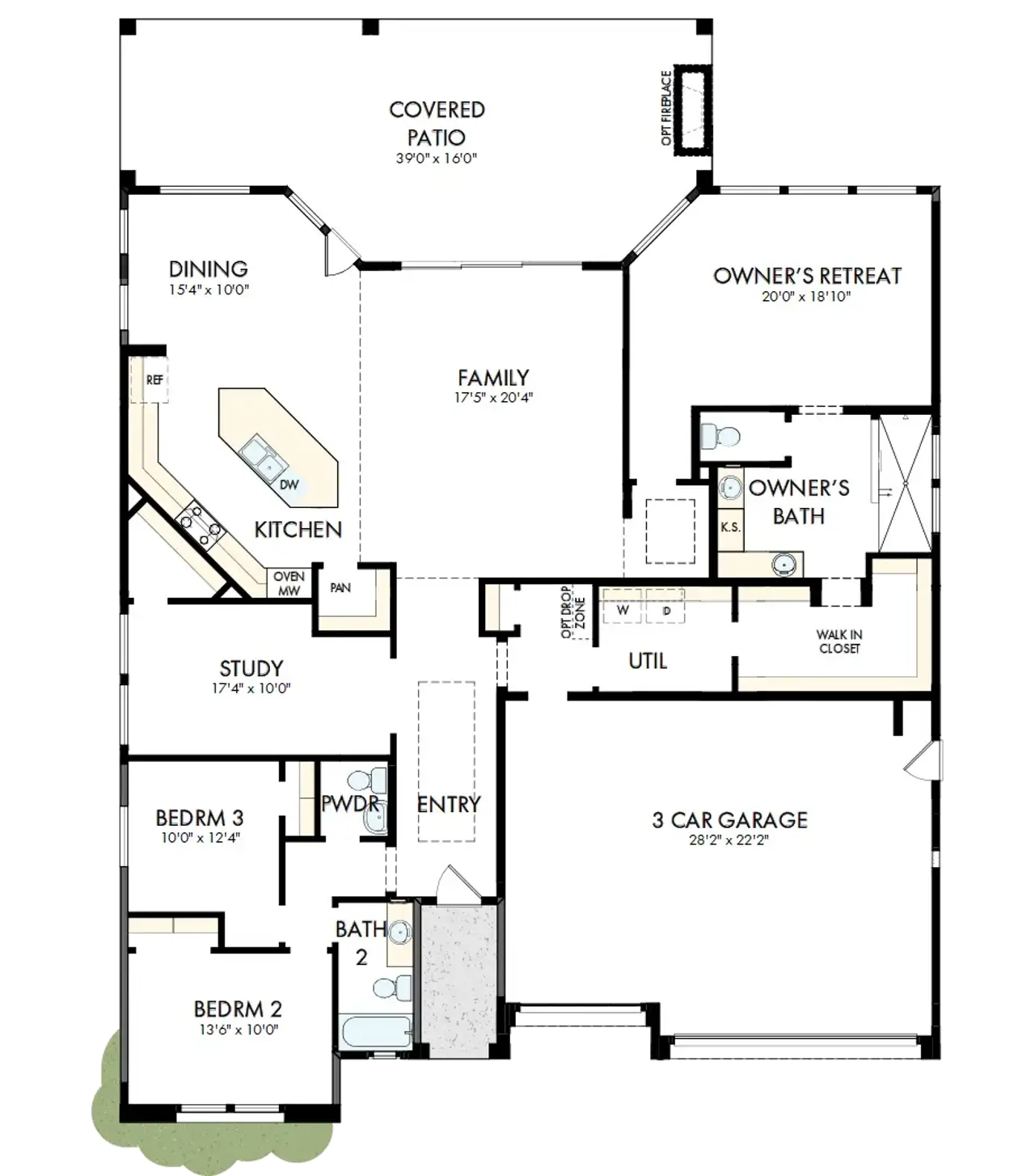 2D floor plan layout of this home in Canyon Views – 70’ Sunrise Series, Litchfield Park, AZ (Image 2).
