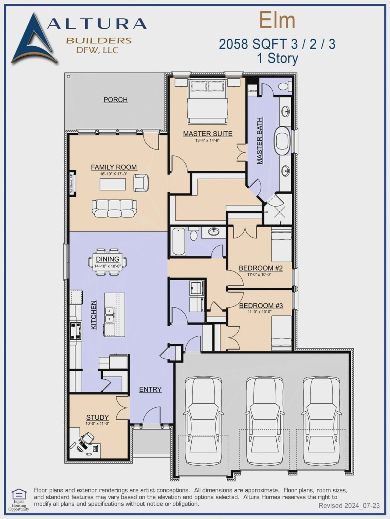 2D floor plan layout for the Elm by Altura Homes in Heath Golf and Yacht, Heath, TX (Image 2).