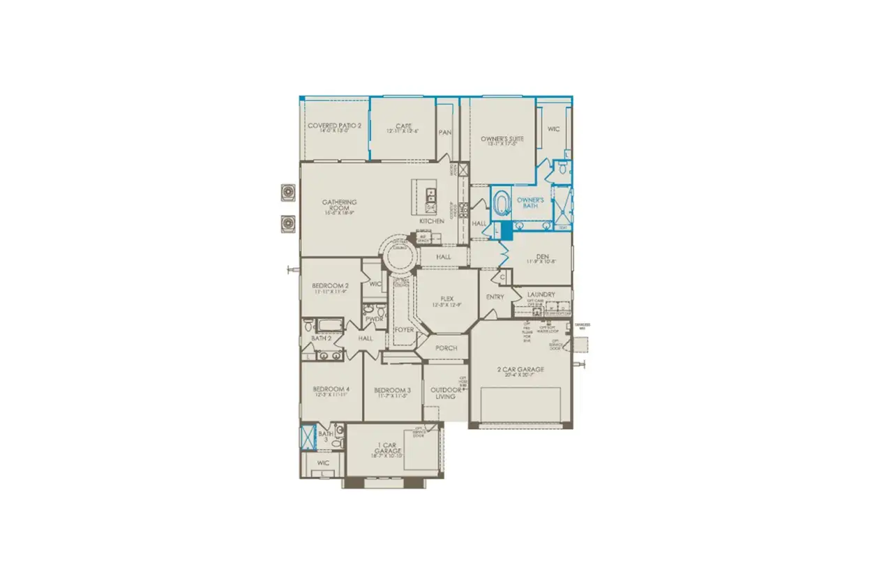 2D floor plan layout of this home in Vistoso Canyon Estates, Oro Valley, AZ (Image 2).