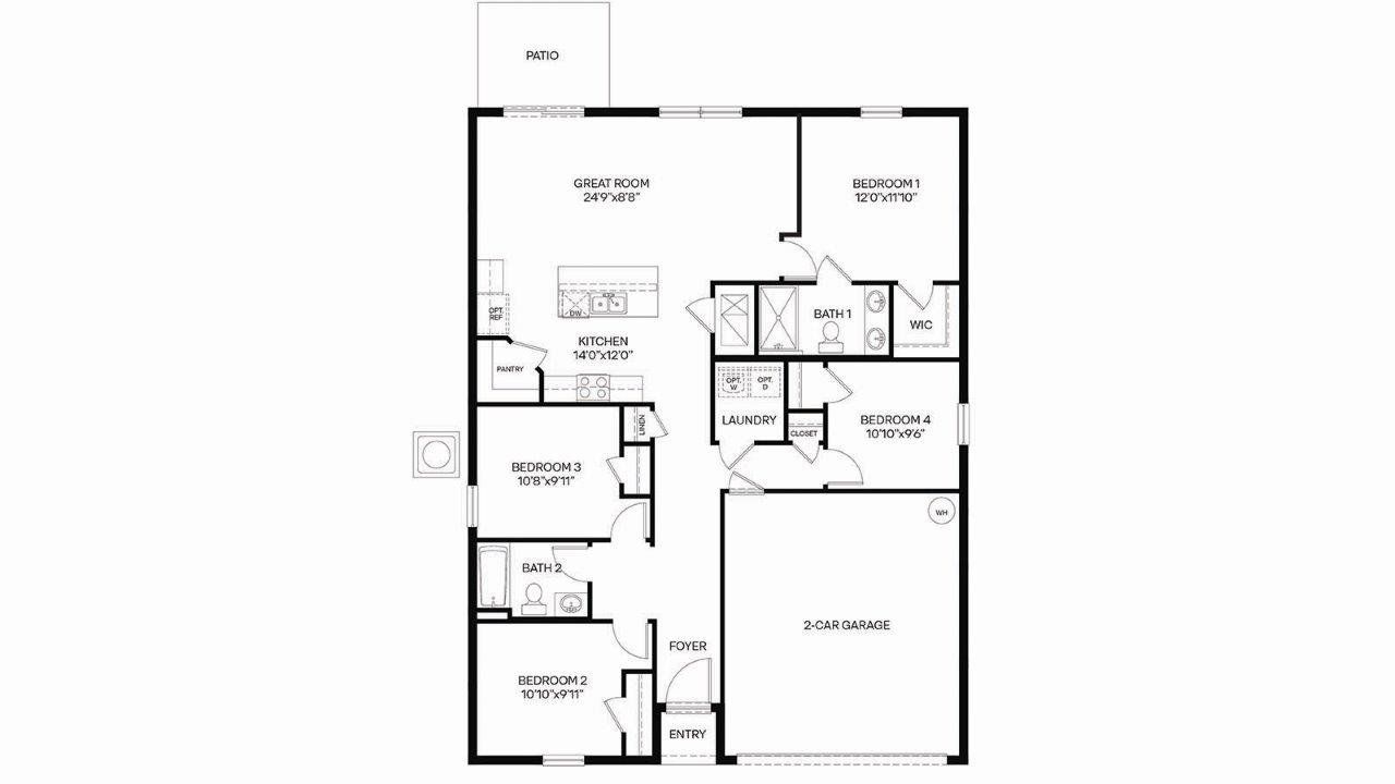 2D floor plan layout of this home in Lake Deer Estates, Poinciana, FL (Image 2).