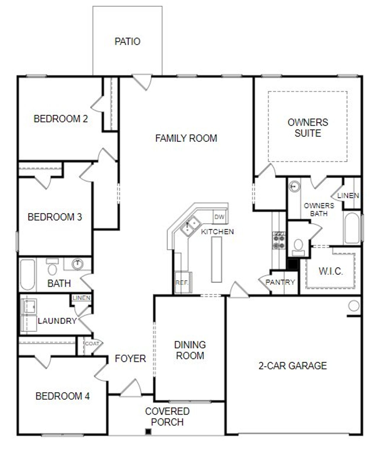 2D floor plan layout for the Richmond by Piedmont Residential in Creekside Landing, Dallas, GA (Image 2).