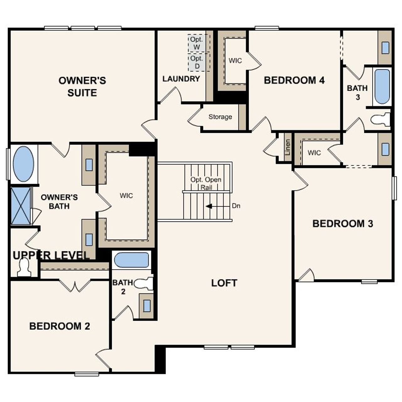 2D floor plan layout for the Madison by Century Communities in Windsong Estates, McDonough, GA (Image 2).