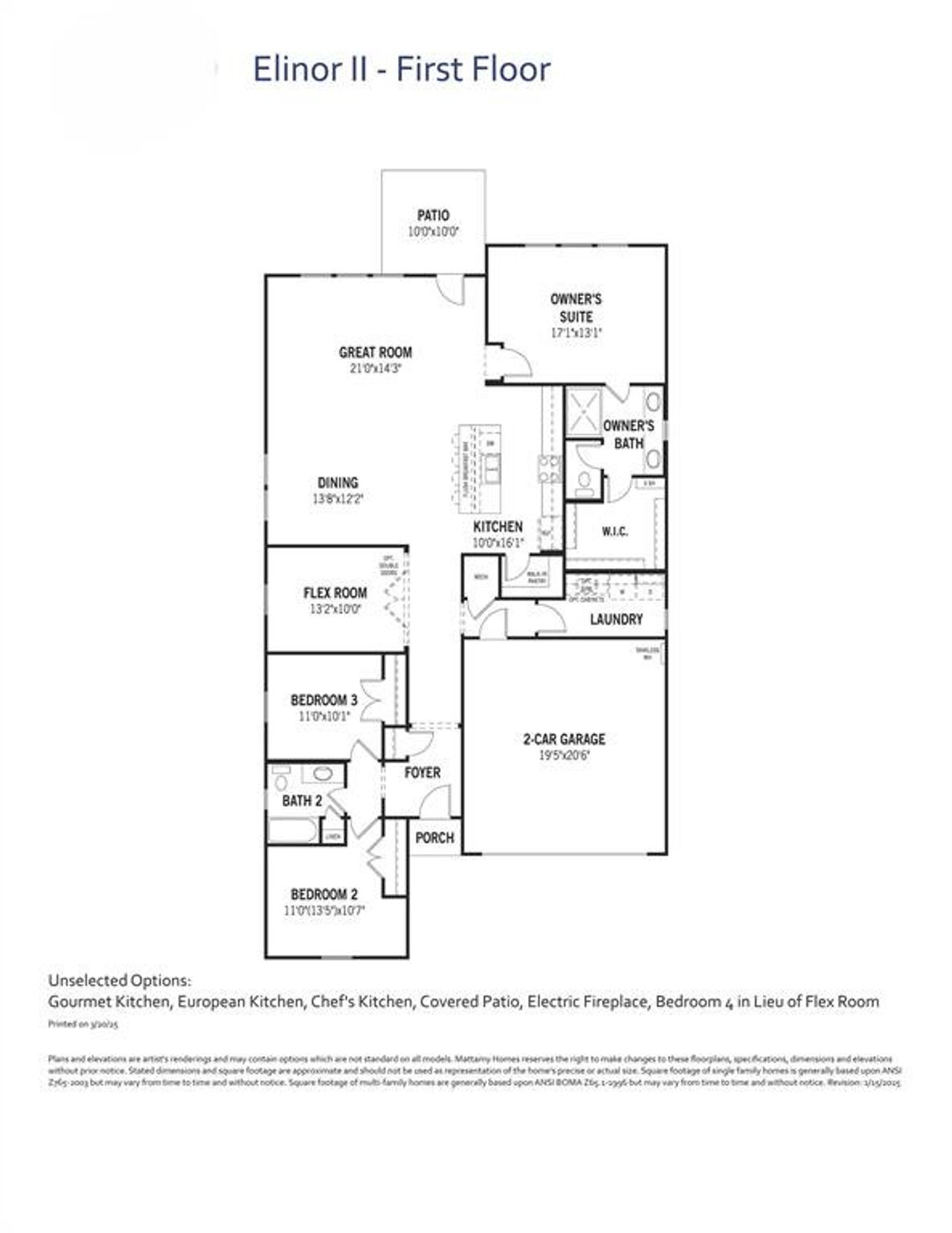 2D floor plan layout of this home in Creekside of Crowley, Crowley, TX (Image 2).