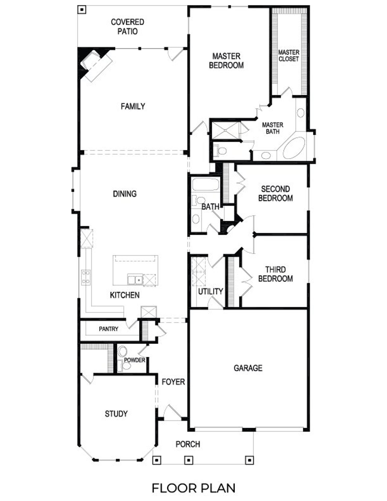 2D floor plan layout for the Abbey F by First Texas Homes in High Country, Burleson, TX (Image 2).