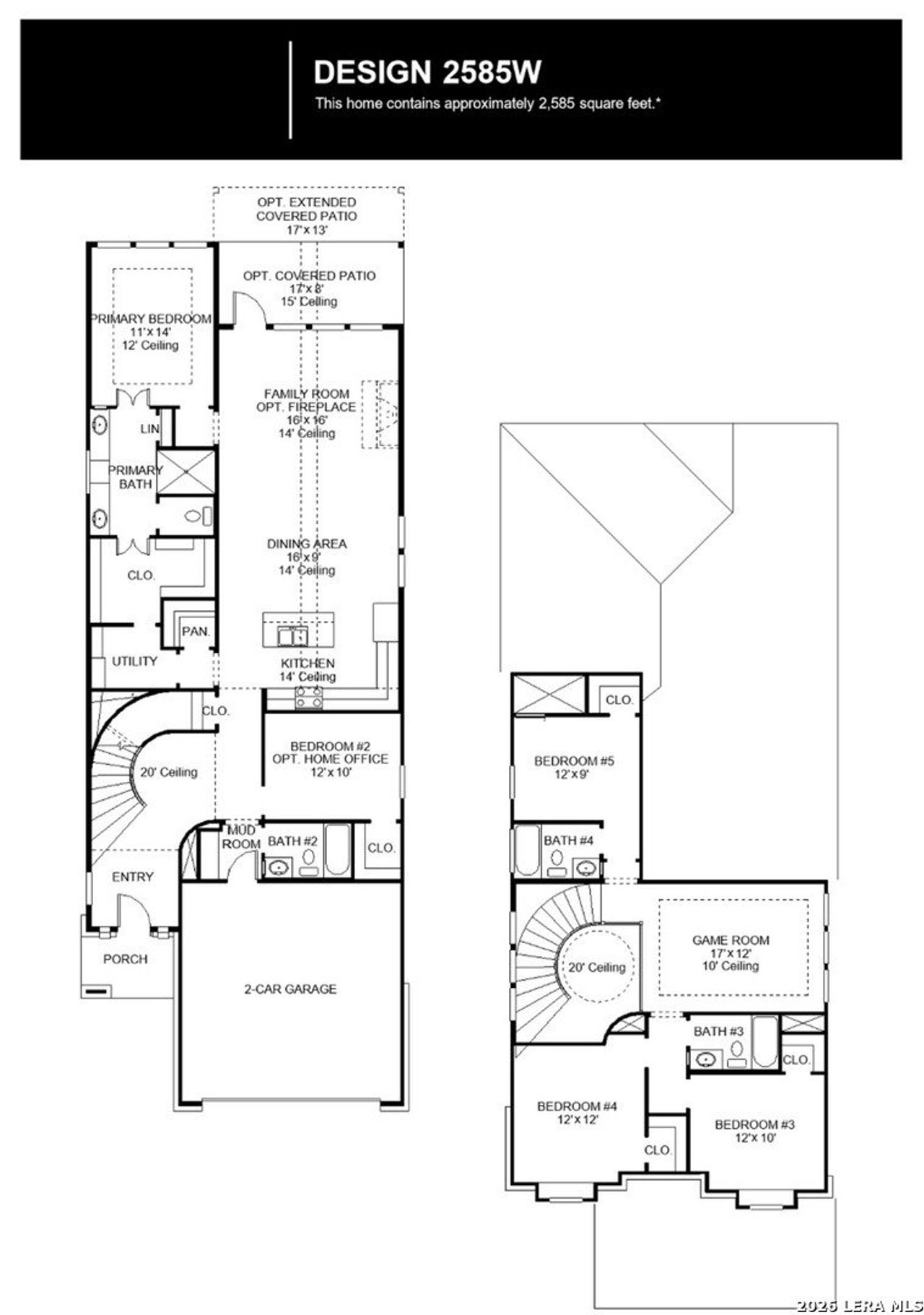 2D floor plan layout of this home in Legacy at Lake Dunlap, New Braunfels, TX (Image 2).
