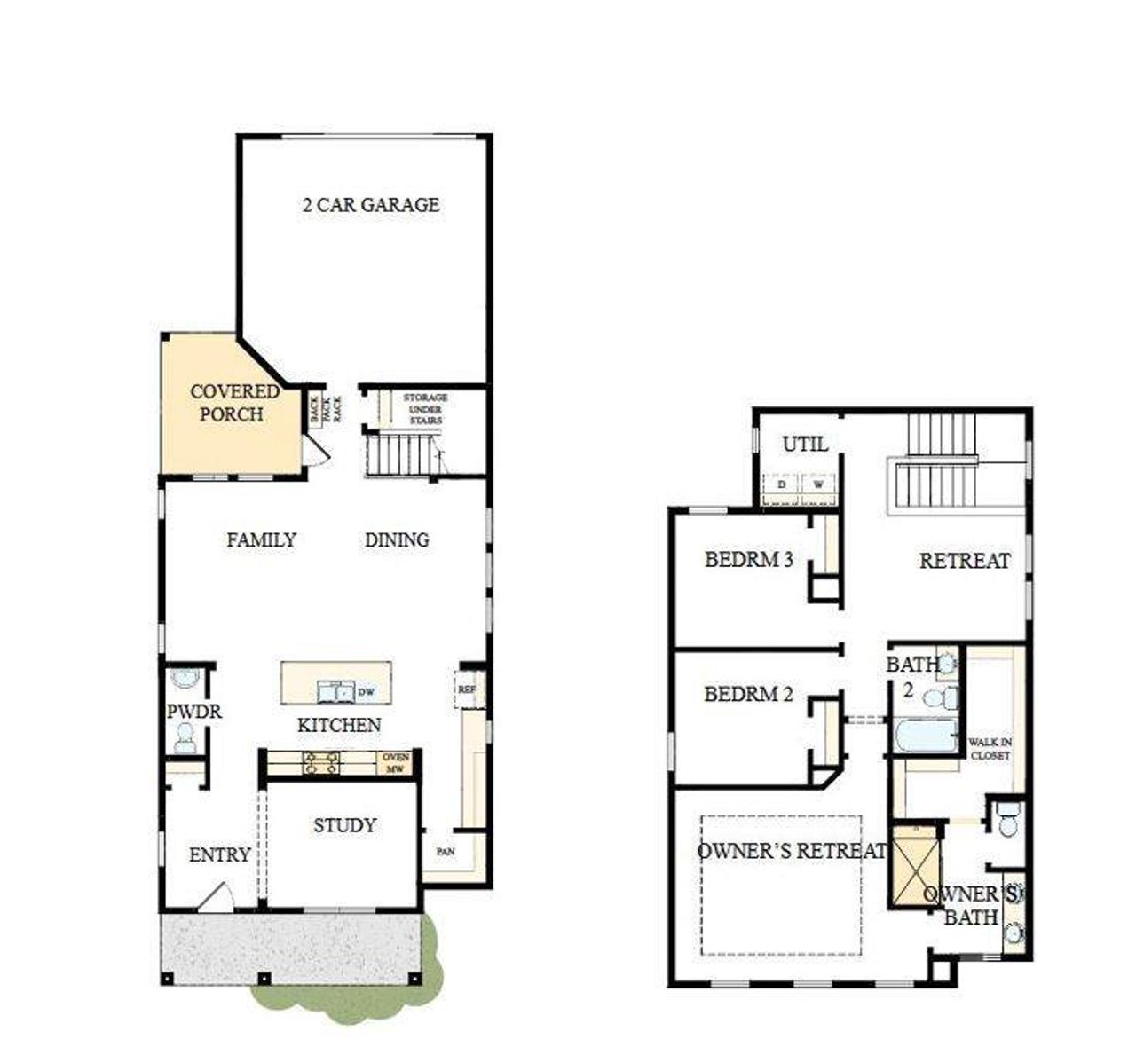 2D floor plan layout of this home in Whitley Preserve – Park Collection, Mint Hill, NC (Image 2).