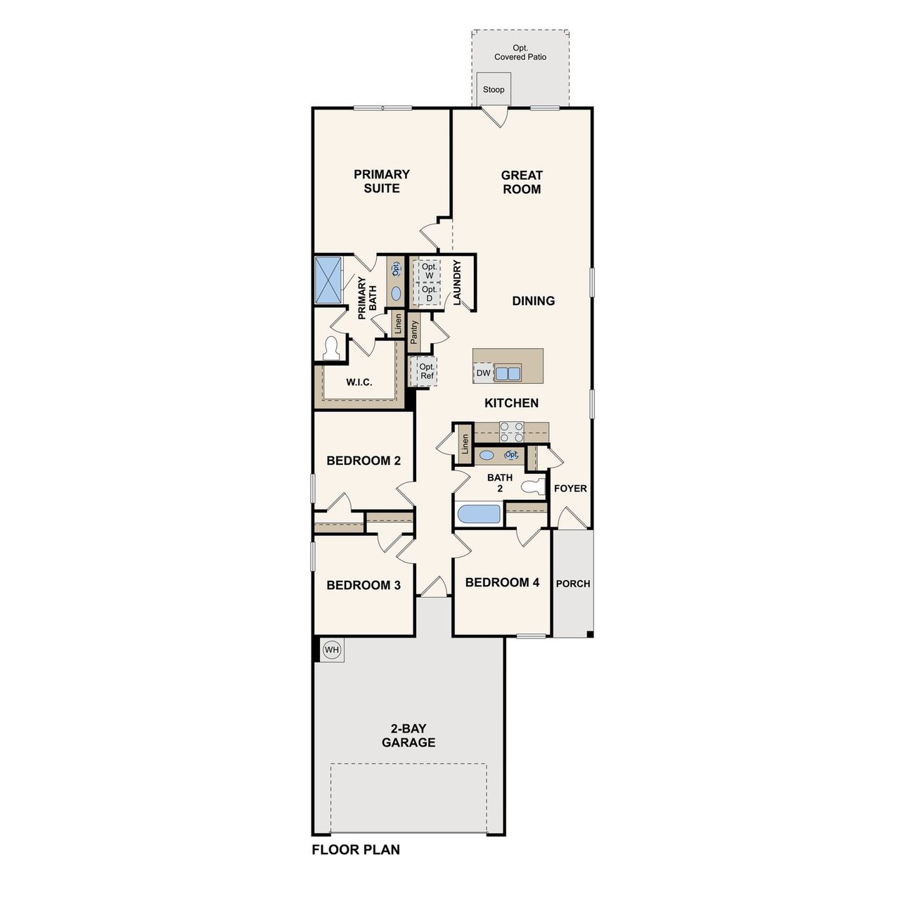 2D floor plan layout of this home in Trinity Ranch, Elgin, TX (Image 2).