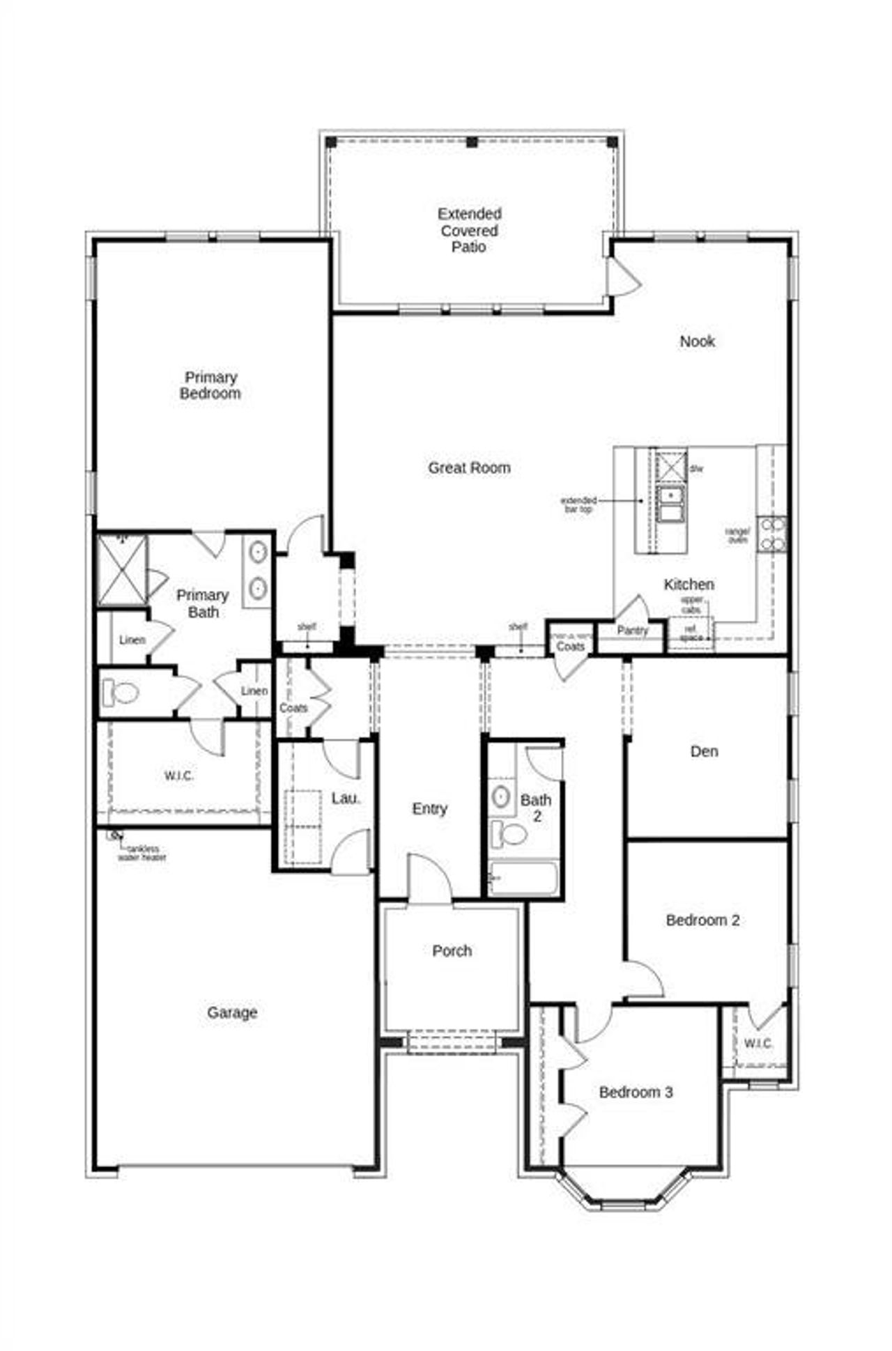 2D floor plan layout of this home in The Preserve Estates, Justin, TX (Image 2). 2D floor plan layout of this home in The Preserve Estates, Justin, TX (Image 2).