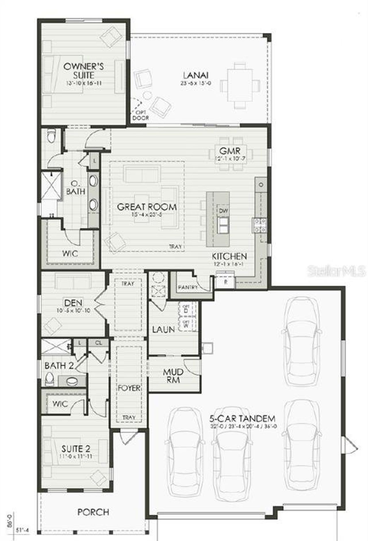 2D floor plan layout of this home in Shellstone at Waterside, Sarasota, FL (Image 2). 2D floor plan layout of this home in Shellstone at Waterside, Sarasota, FL (Image 2).