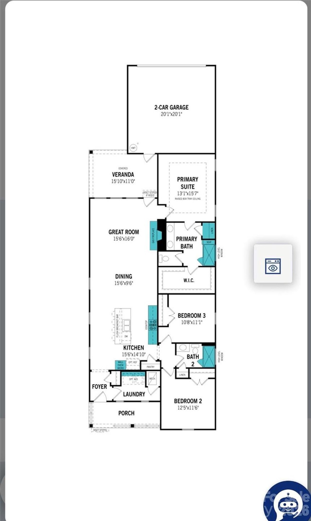 2D floor plan layout of this home in Bratton Pointe, Rock Hill, SC (Image 2).
