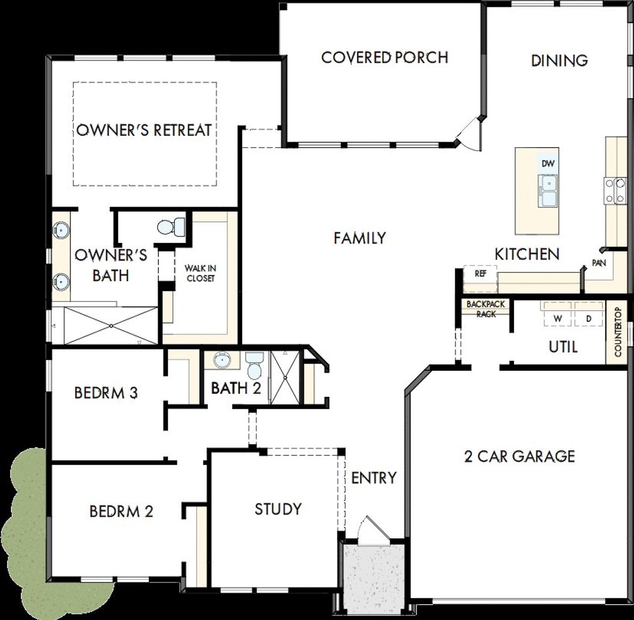 2D floor plan layout of this home in Old Mill Preserve, Dallas, GA (Image 2).