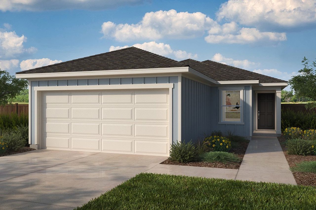 Representative exterior photo of a completed home built from the 1361 by KB Home in Labella Trails, Montgomery, TX (Image 2). Representative exterior photo of a completed home built from the 1361 by KB Home in Labella Trails, Montgomery, TX (Image 2).