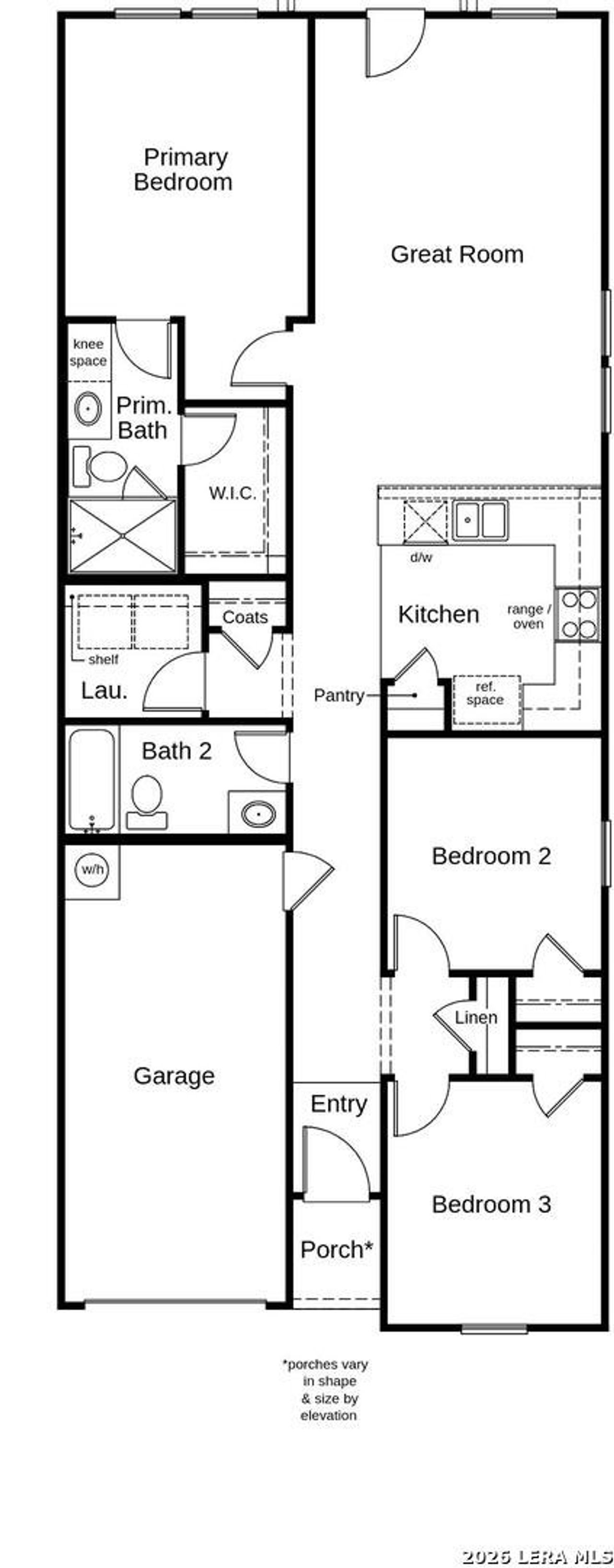2D floor plan layout of this home in Spanish Trails Villas, San Antonio, TX (Image 2).