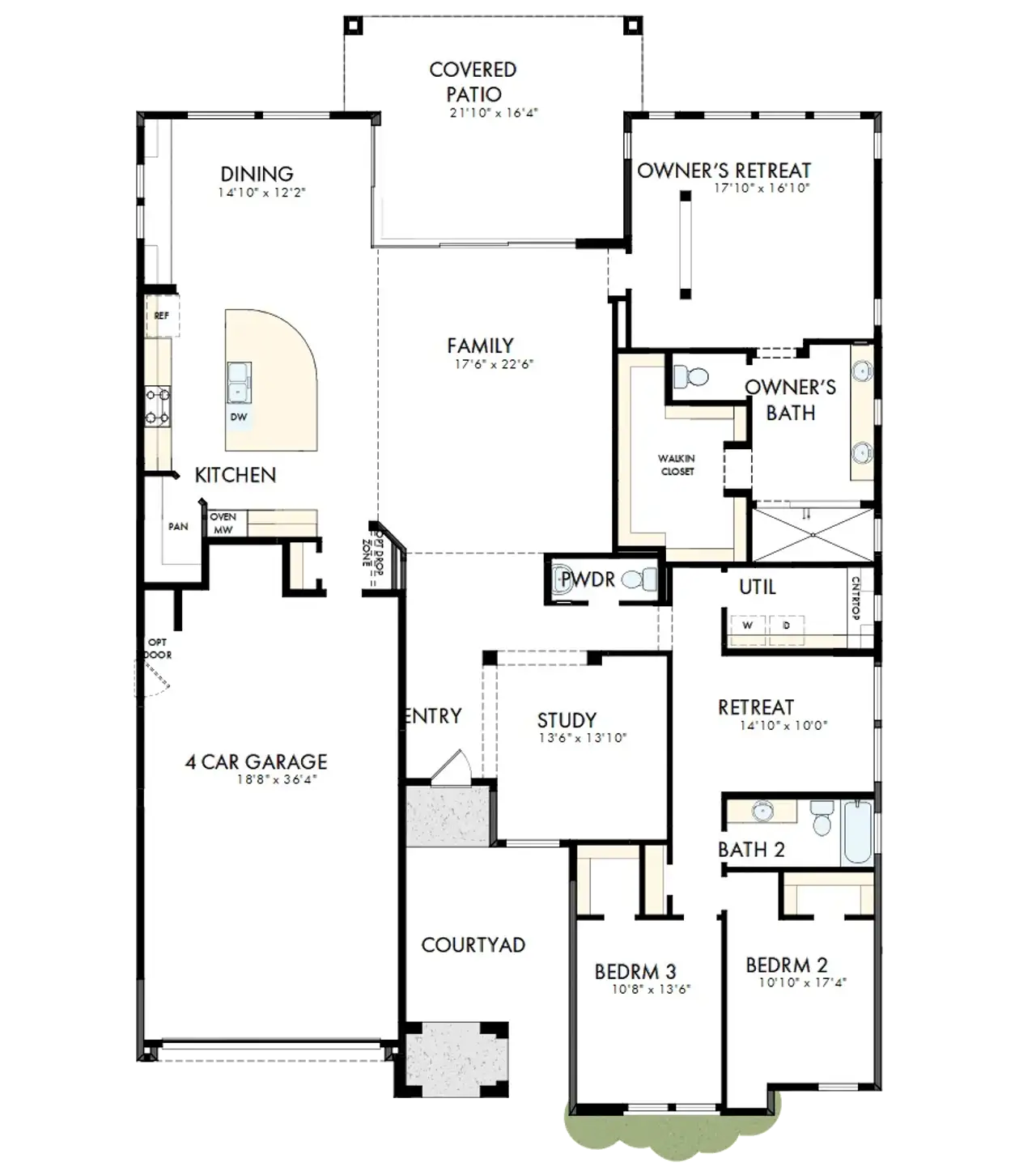 2D floor plan layout of this home in Canyon Views – 70’ Sunrise Series, Litchfield Park, AZ (Image 2).