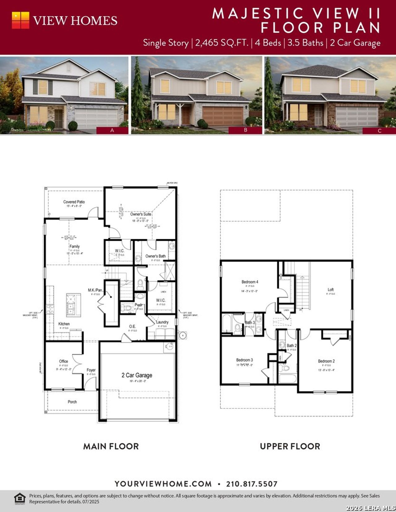 2D floor plan layout of this home in Weston Oaks, San Antonio, TX (Image 2).