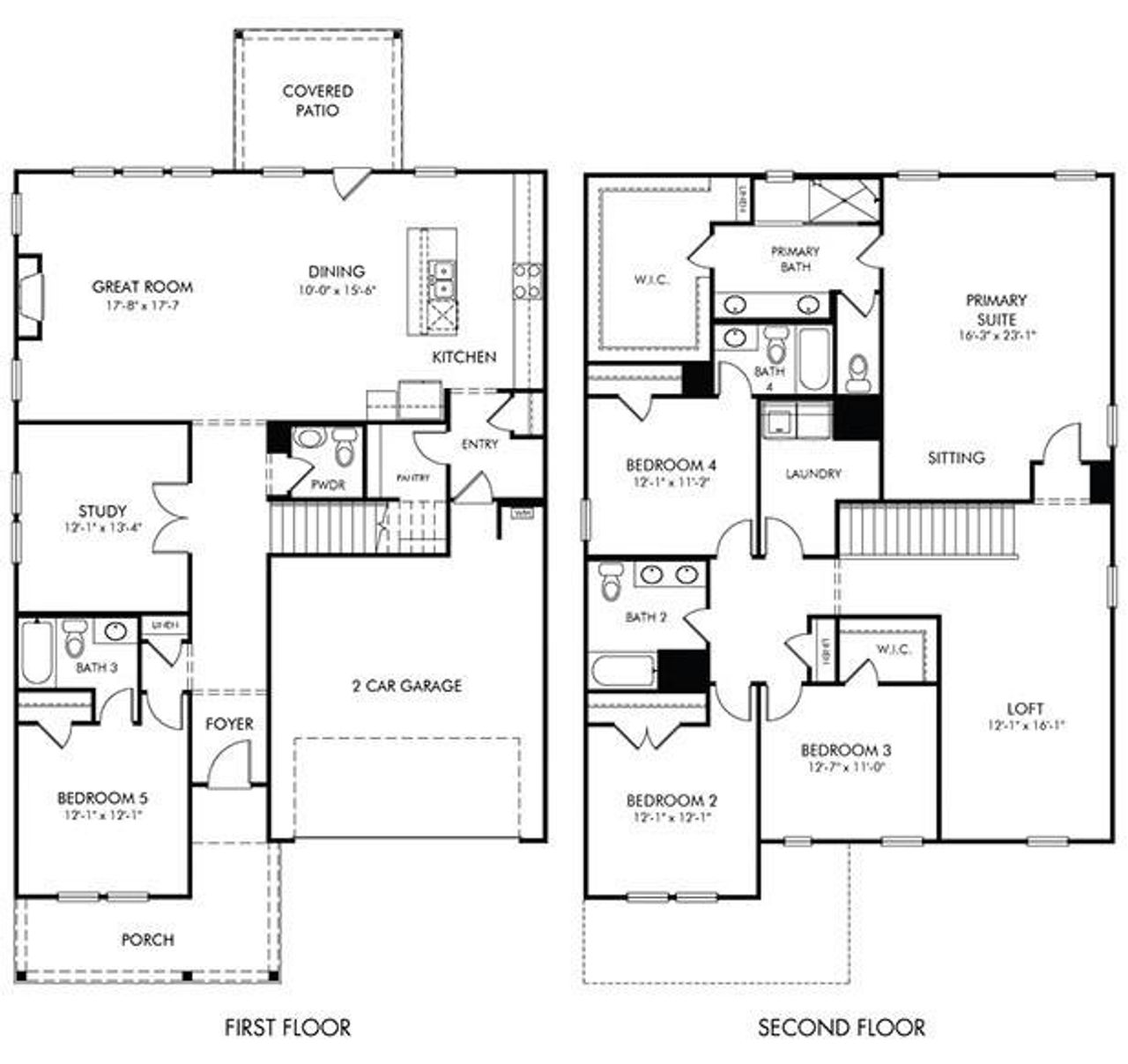 2D floor plan layout of this home in Martin Springs - Estate Series, Lawrenceville, GA (Image 2).